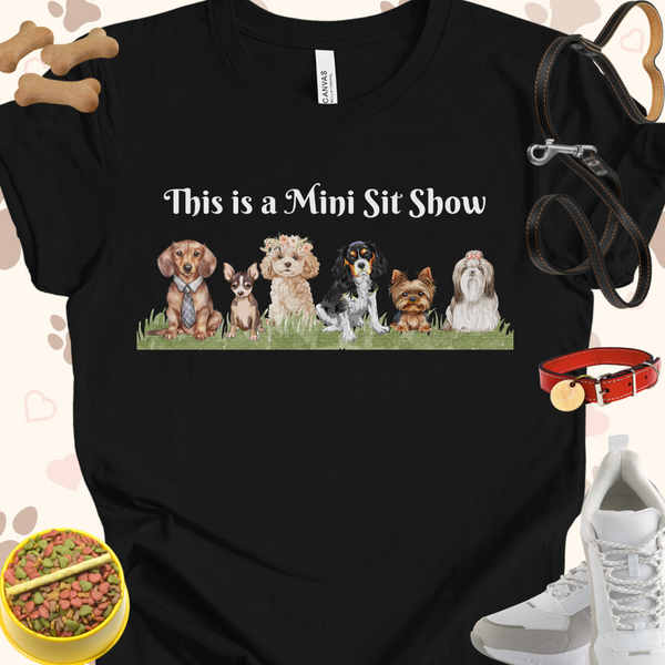 This is a Mini Sit Show of Dogs Unisex Jersey Short Sleeve Tee T-Shirt