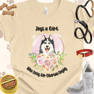 Just a Girl Who Loves Her Siberian Husky Unisex Jersey T-shirt