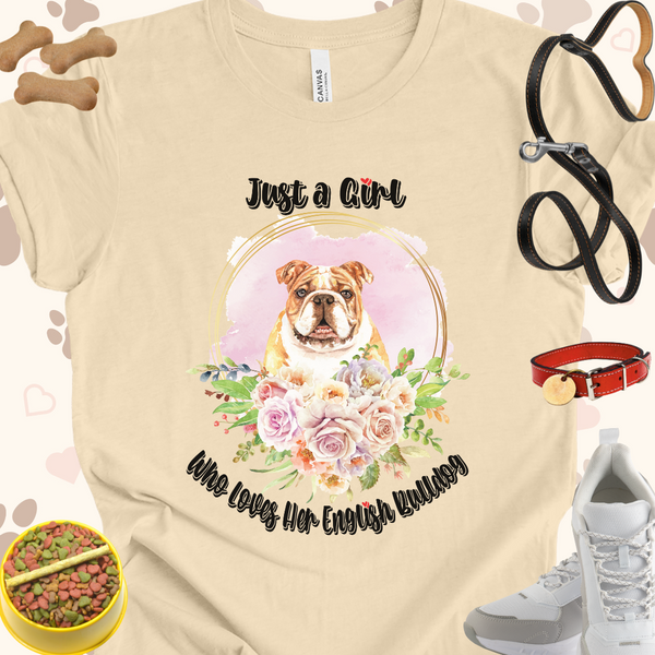 Just a Girl Who Loves Her English Bulldog Unisex Jersey T-shirt