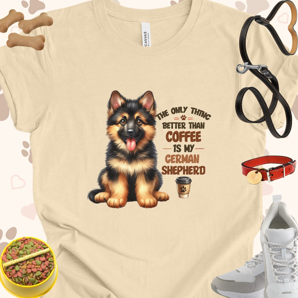 The Only Thing Better than Coffee is My German Shepard Dog Cartoon Unisex Jersey T-shirt