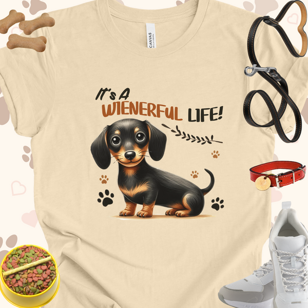 It's a Weinerful Life Dachshund Dog Cartoon Unisex Jersey T-shirt