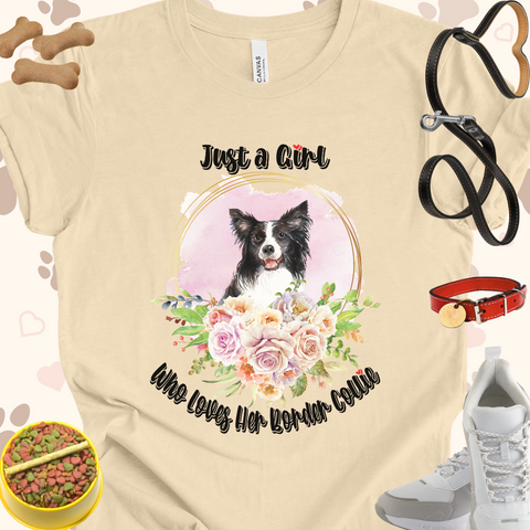 Just a Girl Who Loves Her Border Collie Unisex Jersey T-shirt