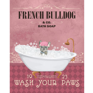 Printable wall art of French Bulldog in Bathtub digital download