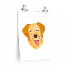 Cartoon Happy Brown Lab Dog Art Premium Matte vertical Poster