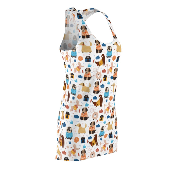 Variety of Cartoon Dogs in Shirts Women's Racerback Dress