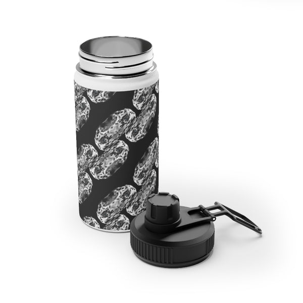 Dalmation Dog Abstract Black and White Pattern Stainless Steel Water Bottle, Sports Lid