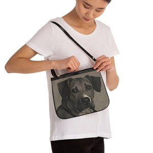 Charcoaled Hound Dog Head Art Small  Zipper Shoulder Bag