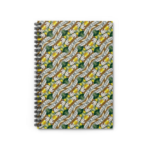Cartoon Poodle Dog Gambling at the Slots by Sarnoff Updated Patterned Spiral Notebook - Ruled Line