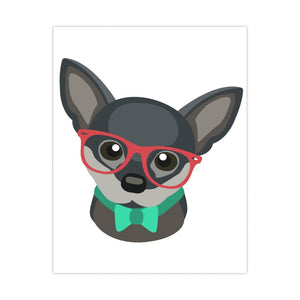 Cartoon Chihuahua with Glasses Premium Matte Poster