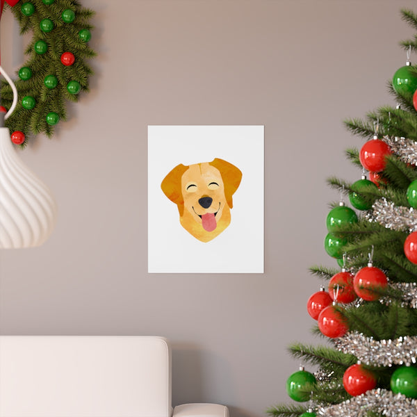 Cartoon Happy Brown Lab Dog Art Premium Matte vertical Poster