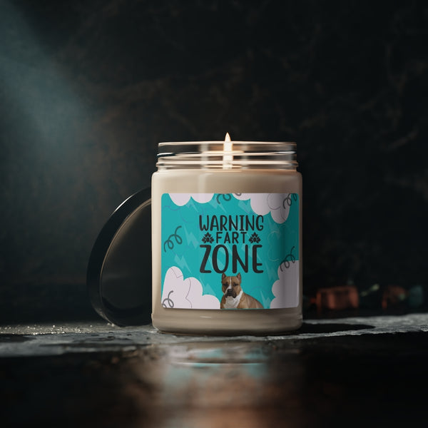 Warning Fart Zone Funny Bull Dog Scented Lavander, Cotton or Orchid Soy Candle, 9oz