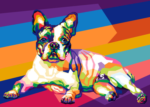 Pop Art Illustration Frenchie Bulldog Relaxing on 16" x 20" Wall Art Canvas