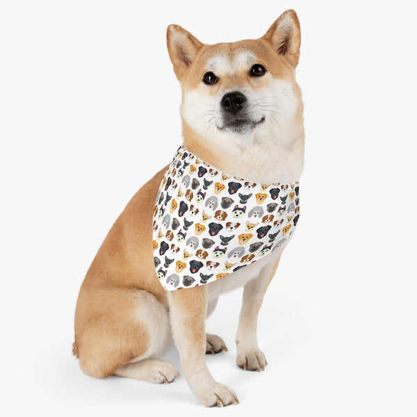 Cartoon Dog Heads Pet Bandana Collar