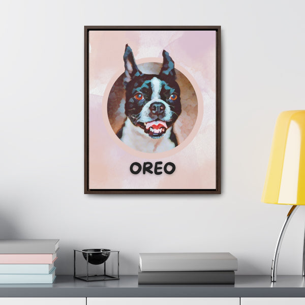 Personalized Digital Watercolor Dog Portrait from your photo on Gallery Canvas Wrap on marbled watercolor background