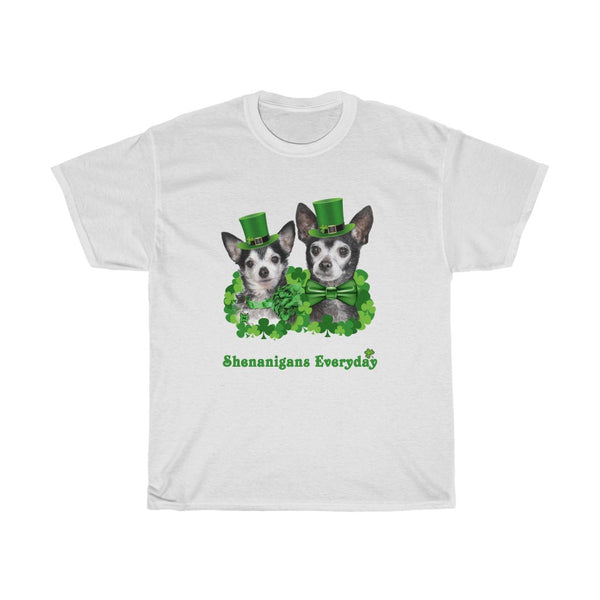 St. Patty's Shamrock Chihuahuas Shenanigans Everyday Unisex Heavy Cotton Tee Tshirt