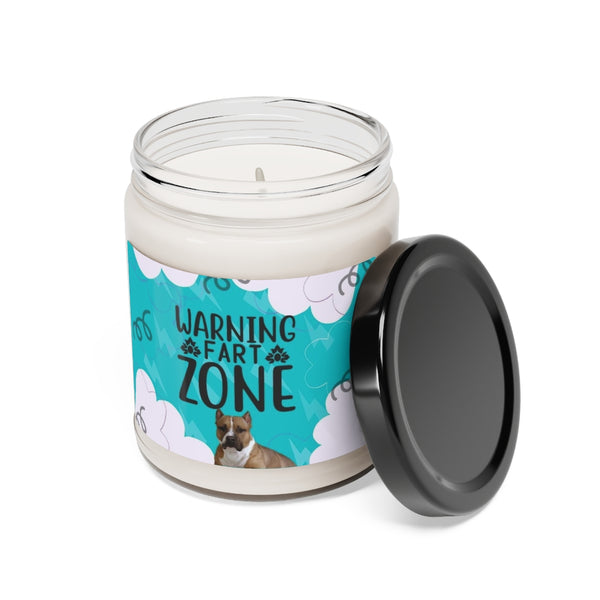 Warning Fart Zone Funny Bull Dog Scented Lavander, Cotton or Orchid Soy Candle, 9oz