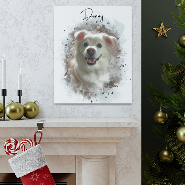 Personalized Digital Watercolor Portrait of your dog with Splash Background from photo on Unframed 1.25" Canvas Gift for dog mom Gift for Dog Dad Dog Memorial