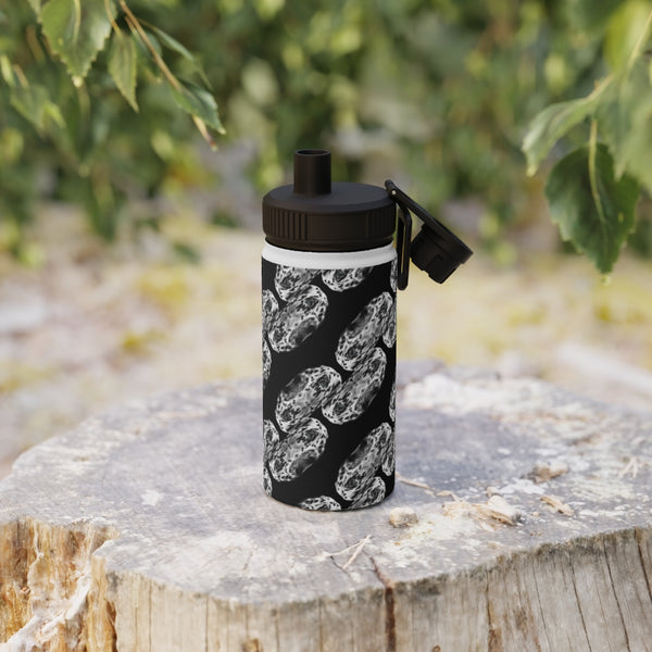 Dalmation Dog Abstract Black and White Pattern Stainless Steel Water Bottle, Sports Lid