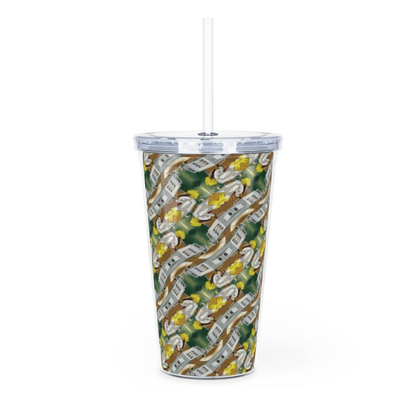 Cartoon Poodle Dog Gambling at the Slots by Sarnoff Updated Patterned Plastic Tumbler with Straw