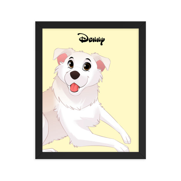 Custom disneyfied portrait rendition of your Dog from photo on Framed poster