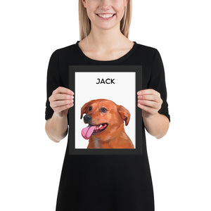 Personalized Pet Portrait Your Dog photo turned into a Framed Custom Vector