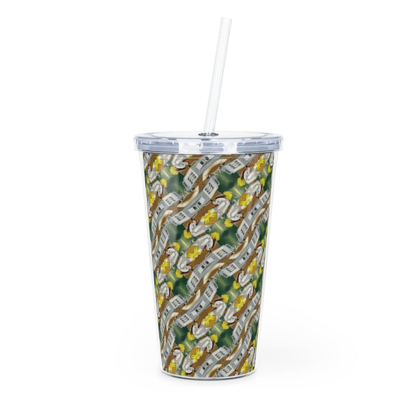 Cartoon Poodle Dog Gambling at the Slots by Sarnoff Updated Patterned Plastic Tumbler with Straw