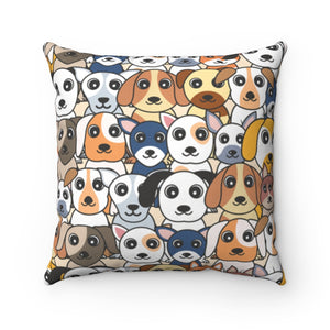 Cartoon Dog Heads Spun Polyester Square Pillow