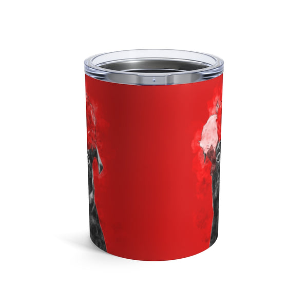 Fancy Pug with Flowers encased in Red Tumbler 10oz