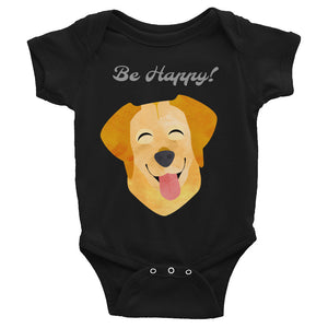 Be Happy Cartoon Dog Retriever Baby Onesie Bodysuit