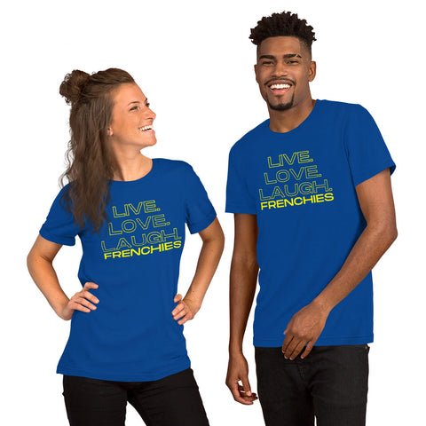 Word Art "Live Love Laugh Frenchies" Unisex t-shirt