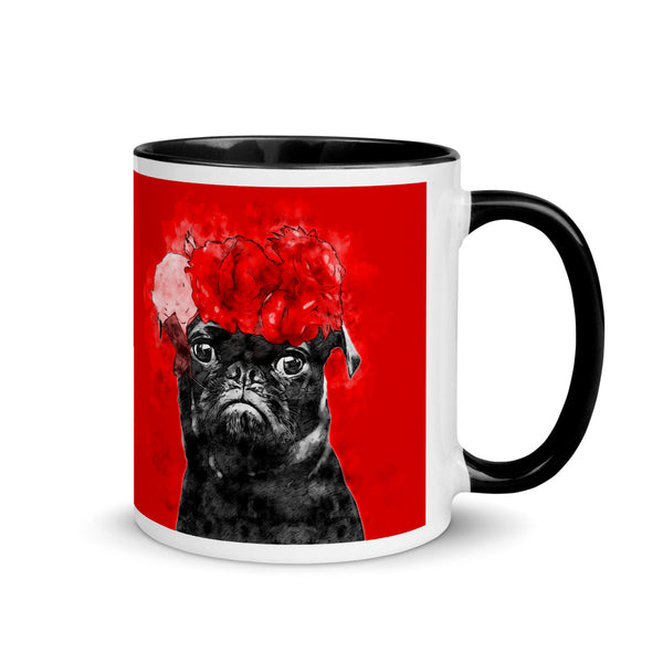 Pug with Floral Crown 11oz. Mug with Color Inside